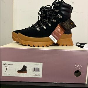 Black and Tan Lace-Up Boots